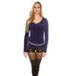 Kuschelweicher Damen Effektgarn Pullover V-Ausschnitt Marine