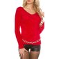 Kuschelweicher Damen Effektgarn Pullover V-Ausschnitt Rot