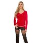 Kuschelweicher Damen Effektgarn Pullover V-Ausschnitt Rot