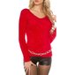 Cuddly soft ladies sweater jumper made of fancy yarn red Onesize (UK 8,10,12)
