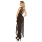 Noble evening dress with lace and chiffon veil black UK 12 (L)