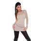 Noble fine-knitted ladies long sweater with lace beige