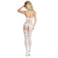 Erotic mesh bodystocking catsuit crotchless lingerie white Onesize (UK 8,10,12)