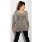 Edler Damen Feinstrick-Pullover Longpulli mit Kettchen Grau