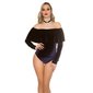 Elegant Carmen bodyshirt made of velvet with flounce navy