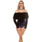 Elegant Carmen bodyshirt made of velvet with flounce navy
