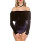 Elegant Carmen bodyshirt made of velvet with flounce navy