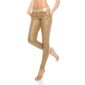 Sexy hautenge Damen-Hose in Leder-Look Wetlook Beige