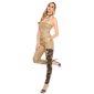 Skinny strapless leather look overall jumpsuit with lace beige