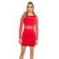 Sexy Party-Minikleid mit transparenten Chiffon-Ärmeln Rot
