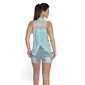 Sleeveless tie-up chiffon blouse with lace transparent mint green