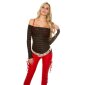 Racy Carmen long-sleeved shirt with transparent stripes black