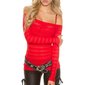 Racy Carmen long-sleeved shirt with transparent stripes red