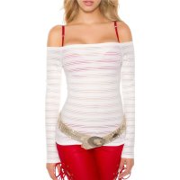 Racy Carmen long-sleeved shirt with transparent stripes...
