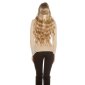 Trendy Rippstrick-Pullover mit Rollkragen und Chiffon Beige