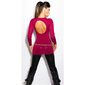Elegant long sweater with glitter threads and cut-out fuchsia