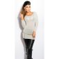 Elegant long sweater with glitter threads and cut-out white Onesize (UK 8,10,12)