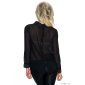 Elegante Glamour Chiffon Bluse mit Metallplättchen Schwarz Einheitsgröße (34,36,38)