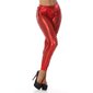Hot clubwear leggings with peekaboo design metallic look gogo red