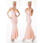 Noble floor-length mermaid gown evening dress made of lace pink