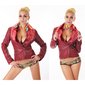 Noble biker style ladies jacket imitation leather wine-red