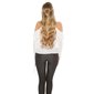 Sexy Langarm Carmen-Look-Bluse mit Volants und Spitze Weiß