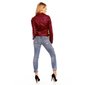 Noble ladies imitation leather jacket with zipper wine-red