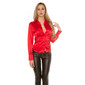 Elegant classic long-sleeved satin blouse red