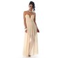 Elegant strapless bandeau evening dress made of chiffon beige