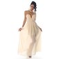 Elegant strapless bandeau evening dress made of chiffon beige