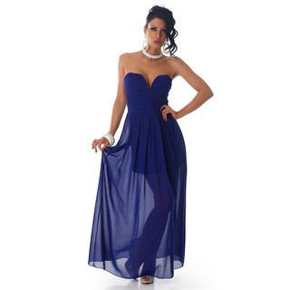 Elegantes trägerloses Bandeau Abendkleid aus Chiffon Royal Blau