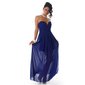 Elegant strapless bandeau evening dress made of chiffon royal blue