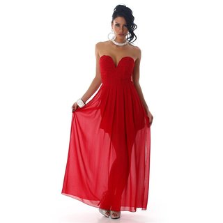Elegantes trägerloses Bandeau Abendkleid aus Chiffon Rot