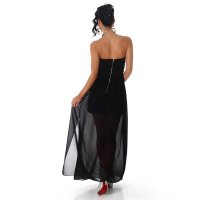 Strapless womens bandeau evening dress made of chiffon black