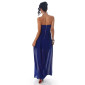 Elegant strapless bandeau evening dress made of chiffon royal blue UK 14 (L)