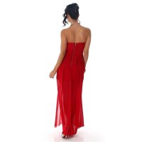 Elegantes trägerloses Bandeau Abendkleid aus Chiffon Rot 40 (L)