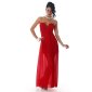 Elegant strapless bandeau evening dress made of chiffon red UK 14 (L)