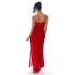 Elegant strapless bandeau evening dress made of chiffon red UK 14 (L)