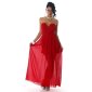 Elegantes trägerloses Bandeau Abendkleid aus Chiffon Rot 40 (L)