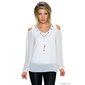 Elegantes Cold-Shoulder Langarm Shirt aus Chiffon Weiß