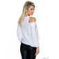 Transparent cold shoulder chiffon blouse with lace white