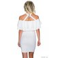 Elegant mini dress in Latino style with flounces creme-white