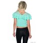 Ladies belly shirt in Latina style with mesh and flounces mint green