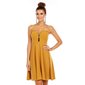 Elegant A-line strap mini dress with decorative zipper mustard