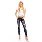 Sexy ladies destroyed drainpipe jeans with sequins dark blue UK 14 (L)
