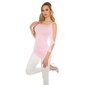 Sexy Langarm-Damenshirt Longshirt Strass-Look Rosa