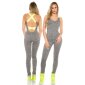Trendiger Workout Overall Jogginganzug Sportswear Grau meliert-Neon Gelb