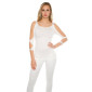 Sexy Langarm-Damenshirt Longshirt Strass-Look Weiß 42 (XL)