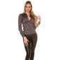 Elegant pinstriped slim-fit long-sleeved business blouse black UK 16 (XL)