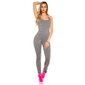 Trendy fitness workout jumpsuit jogging suit grey/fuchsia UK 10 (S)
